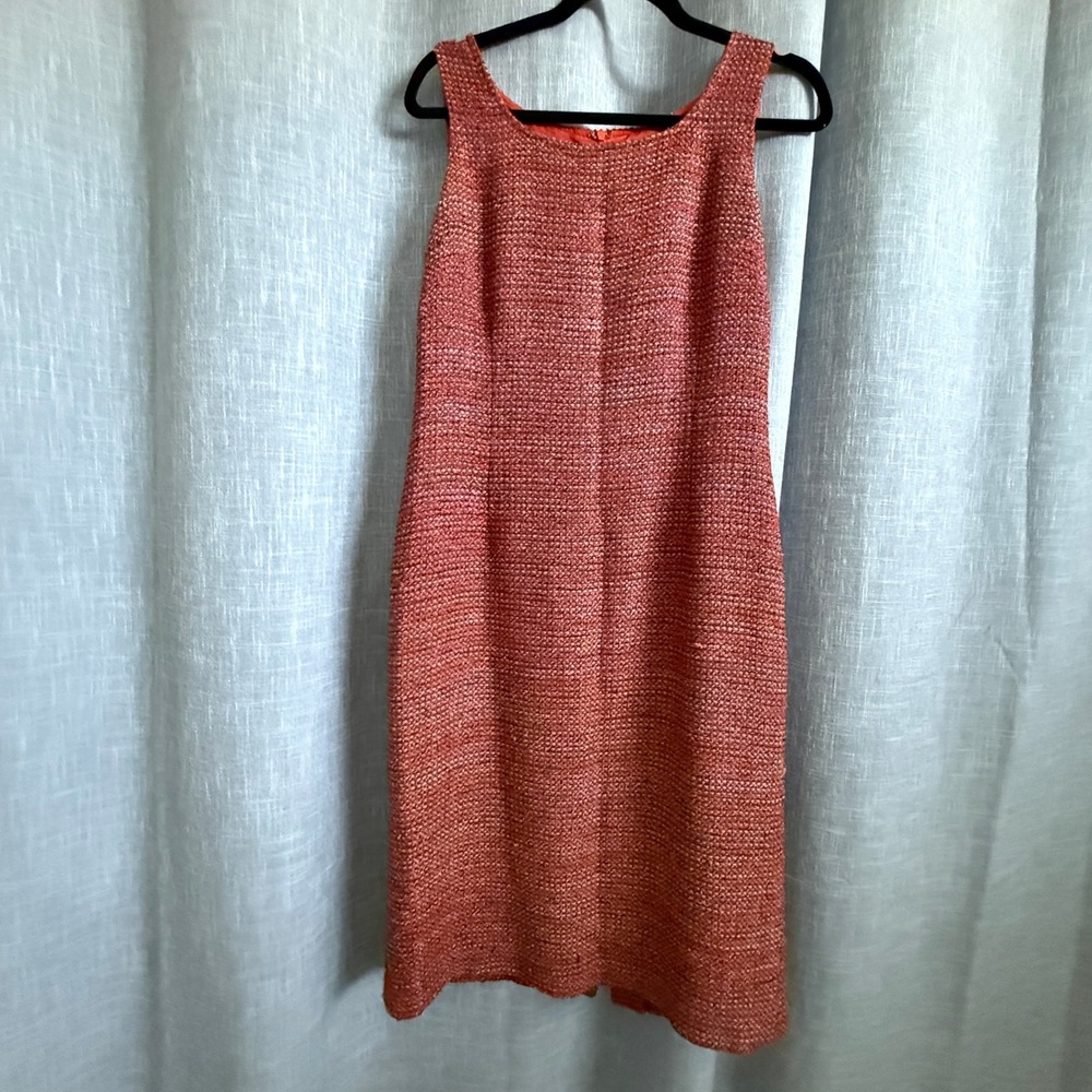 Talbots Tweed Sheath Dress‎ Size 8 Womens Orange Pink Textured Sleeveless Shift